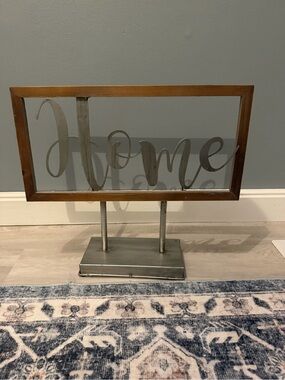 Neutral Gray 'Home' Table Sign with Wood Frame